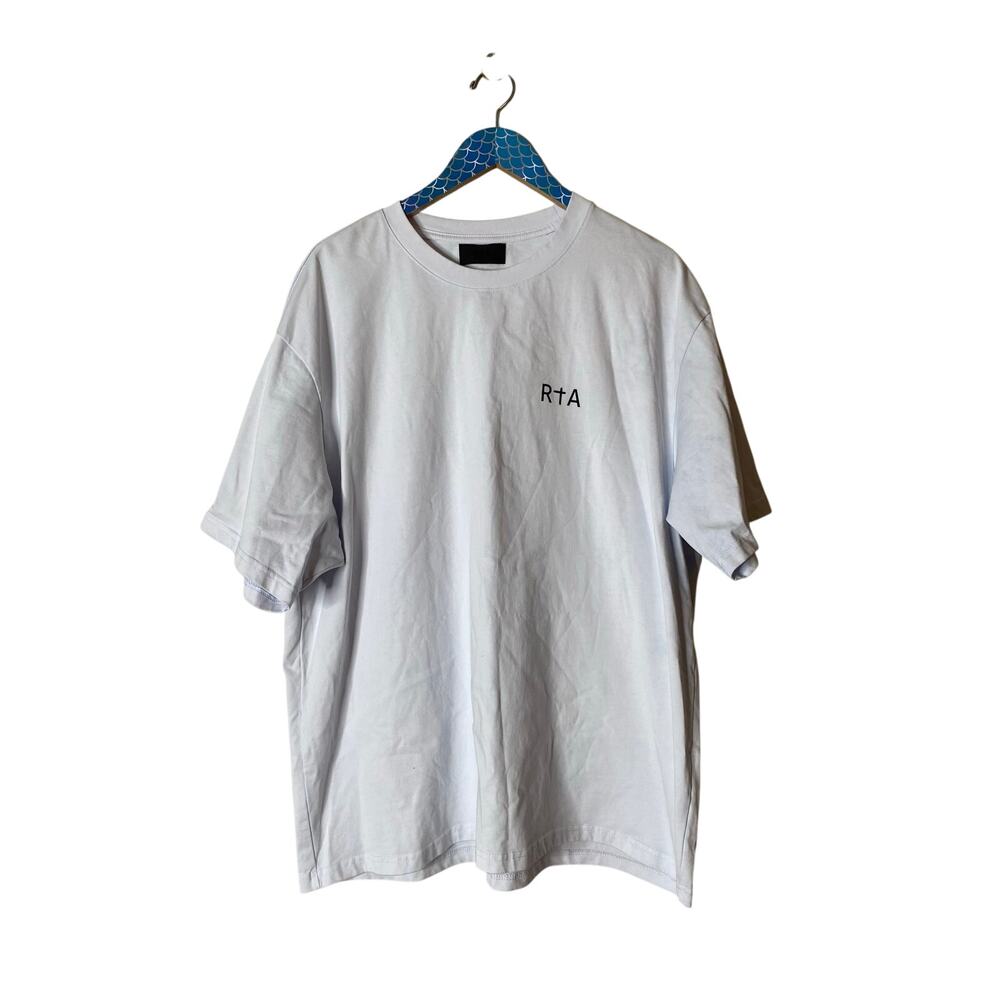 RTA Colin Chest Logo T-Shirt White Short Sleeve 100% Cotton Large